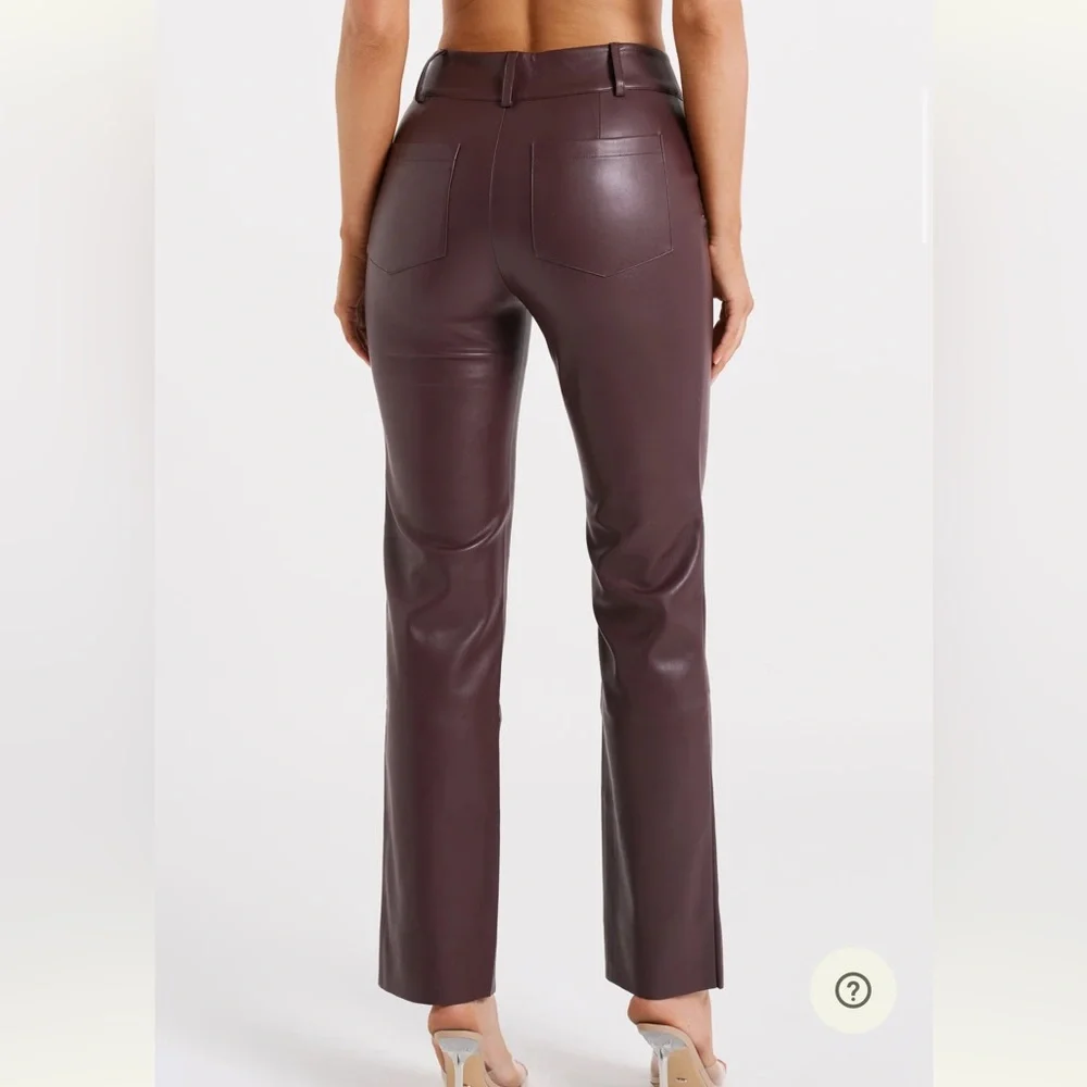 Meshki Laurette Faux Leather Straight Leg Pant - Dark Chocolate - Picture 2 of 8